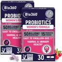 Bio360 Probiootit naisille Vaginigal Health - tukee pH Balance, emätin, virtsan, & Ruoansulatus - 50 miljardia PMY & 15 ainutlaatuinen kanta terveeseen emättimeen Odor & emättimeen Flora - Kestoaika