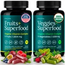 100% Organic Fruits and Veggies Supplement (USDA Organic - Made in USA) 180 Potent Fruits and Vihanneskapselit energia Boost & Daily Fruit and Vaccinal Vitamiinit - Vegaani, ei-GMO, Gluteenittomat