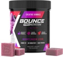 Bounce Pro Creatiini Monohydraatti Gummies for Men & Women, Low Calorie, 6G Creatiini per Serving, Vegan, Anti-Melting, Gluteeniton, ei-GMO, 2g Creatiini per Gummy (30ct, Berry Snow Cone)