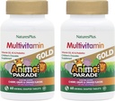 NaturesPlus Animal Parade Gold Lasten monivitamiini - lajiteltu kirsikka, oranssi ja rypäleen makuja - 60 purutablettia, pakkaus 2 - Kasvisruokaa, Gluteeniton - 60 Tarjoilu yhteensä
