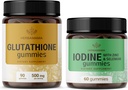 HERBAMAMA Glutationi ja Jodi Kit - 500 mg:n Bundle L-glutationi ja kaliumjodilasit - Vegaani, ei-GMO, liivate - 2 pakkaus