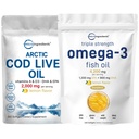 Triple Strength Omega 3 Fish Oil Lisäravinteet 4200mg Per Tarjoilu & Turska Maksaöljy 2000mg per Serving, 360 Softgels ... Sitruunamakuinen...