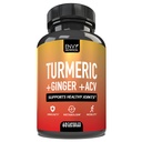 Envy Nutrition Turmeric & Ginger Supplement Kapselit Apple Sider Viinietikka - Tehostettu immuniteetin ja aineenvaihdunta tukea - 95% Kurkuminoidit, Bioperine (mustapippuri) Superior Imeytyminen - 60 Caps