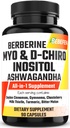 Myo-Inositol & D-Chiro Inositol kapselit Ashwagandha, berberiini, kaneli, Gymnema, Chasteberry, Milk Thistle, Turmeric, Bitter Melon - 90 kapselia
