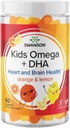 Swanson Kids Omega + DHA Gummies - 60 Gummies - Aivojen ja sydämen terveystuki lapsille - Luonnollinen ja herkullinen