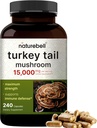 NatureBell Turkey Tail Mushroom Capsules 15,000mg Per Serving, 240 Count ... 25:1 Fruitting Body & Mycelium Extract