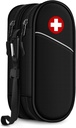 SITHON Double-Layer Epipen kuljettaa Case, Travel Medicines Organizer Bag hätälääkinnällinen pussi Holds 2 EpiPens, Astma Inhalaattori, Anti-Histamine, Auvi-Q, Allergia Medicine Essentials (musta)