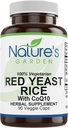 LUONNON GARDEN OLENNAISuudet Punainen riisi Organic CoQ10-90 Kasvis Caps kanssa 600mg Organic Red Rice Yeast Plus Co Q 10 - Natures Tuki kolesteroli