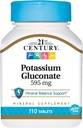 2000-luvun kaliumglukonaatti, 595 mg, 110 tablettia
