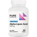 PureFormulas Alfa Lipoic Acid 100 mg ALA- lisäaine maksan tuki-, antioksidantti-, hermo- ja kardiovaskulaarihoitoon