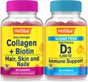WellYeah Collagen+Biotin + D3-vitamiini 5 000 IU sokeritonta, Gummies Bundle - suuri kastike, vitamiinilisä, gluteeniton, GMO-vapaa, purukumi