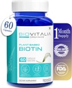 Plant Based Pure Biotin Supplement Kapselit- Tuki vahvempia kynsien ja hiusten kasvua Rikastettu Sesbania Grandiflora Auringonkukka Siemenet Amla Beetroot & Pinaatti - 60 Veg Kapselit