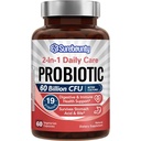 Probiootit 60 miljardia PMY 19 kantaa miehille ja naisille, 100 mg prebiootti, säilyvyys vakaa, 2-in-1 Päivittäinen hoito Probiootti, ei-GMO, digestiivinen ja immuuniterveys, 60 kasviskapselia