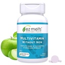 EZ sulaa liukenevaksi monivitamiiniksi ilman rautaa, 18 vitamiinia ja kivennäisaineita mukaan lukien A-vitamiini, biotiini, B12-vitamiini, C-vitamiini, D3-vitamiini, sinkki ja enemmän, sokeriton, 1-kuukautinen toimitus - 1 pakkaus