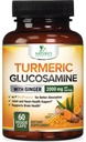 Kurkumaiini täydentää 2000mg - 95% kurkuminoidit Glukosamiinia, inkivääriä ja MSM:ää, BioPerine Black Pepper for Best Absorption, Nature's Vegan Joint Support, Ei-GMO, pullotettu USA - 60 kapselia