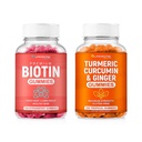 Biotin & Turmeric Vegan Gummies Combo ... Max vahvuus hiusten kasvu, ihon terveys ja yleinen hyvinvointi ...10 000mcg Biotin & 95% Standardoitu turmeeric Curcumin...