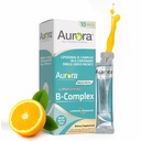 Aurora Nutrascience Mega-liposomaalinen B-komplex + C-vitamiini, tukee energiaa, immuuni- ja hermoston terveys, gluteeniton, sokeriton, appelsiinin maku, 10 kerta-annospakkaus