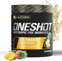 ONESHOT Pre Treenout Powder for Miehet ja naiset - BCAAS Aminohappoja täydentää Powder, 200 mg kofeiini, Beta Alanine Powder, Citrullline malate Preworkout Powder - Ananas Mango - 30 tarjoilua
