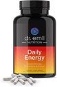 DR. EMIL NUTRITION Daily Energy Sugar Free Energy Pillerit 160 mg kofeiini per Serving - Energy Booster & Focus Supplement Guarana Extract, L-Taurine & L-Theanine
