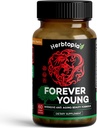 Ikuisesti Young Longevity Supplement for Immuniteetti, Anti Gray Hair, Telomere Lengthening & Happy Mood w/Ginseng, Astragalus, Lions Mane, Reishi Mushroom, Codonopsis Luomu - 60 Caps