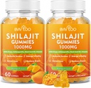 2 pakkausta Shilajit Gummies 1000 mg sokeriton - Shilajit täydentää miehille ja naisille - korkea 85 + Trace Minerals & Fulvic Acid - energia, aivot, immuniteetti - 120 Gummies