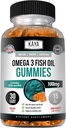 Kaya Naturals Omega 3 Kalaöljy Gummies - Kalaöljy täydentää EPA & DHA rasvahapot - auttaa tukemaan aivot, silmät, sydän terveys ja immuuni tuki - ei-GMO - 30
