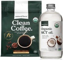 Natural Force Organic Dark Roast Clean Coffee + Organic MCT Oil Bundle 100% Pure Coconut MCTs & Mold & Mycotoxine Free Coffee