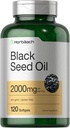 Horbaach Musta siemenöljy Kylmäpuristettu Softgel-kapselit ... 2000mg... 120 Count...