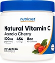 Nutricost Natural C-vitamiini - Acerola Cherry Powder 0,5 LB - Gluteeniton ja ei-GMO