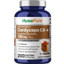 NusaPure Cordyceps 20:1 Extract, 150 mg, mikä vastaa 3000 mg 200 kasviskapselia (Sinensis CS-4, ei-GMO, Vegan) Bioperiine