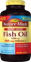 Burp-Less Fish Oil 1200 mg, 200 Softgels, Fish Oil Omega 3 täydennysosa Heart Health