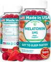 Lunakai USA Made Low Dose Melatonin Gummies 1mg - Hellä unilääke aikuisille ja lapsille - Ei-GMO, Vegan, Gluteeniton - 60