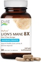 PURE ESIDENCE LABS MyPure Lion's Mane 8X - Max Strength Brain Support 100% Fruting Body Organic Lion's Mane for Ultimate Cognitive Performance, Focus, and Mental Clarity, 30 kapselia