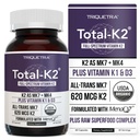 Yhteensä K2® ... K2-vitamiini MK7 & MK4 ... Plus K1 & D3-vitamiini Cofactor - 620 mcg K2 per Serving - All-Trans MK7 alkaen MenaQ7® - Full- Spectrum-vitamiini K - Vegan, Organic Certified (60 kapselia)