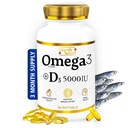 SIGNIFY LUONNE Omega 3 Fish Oil täydentää D3-vitamiini 5000 IU - 1000 mg Triglyseridi kapselit aivojen terveyttä - Omega3 EPA DHA + VIT D 3-90CT