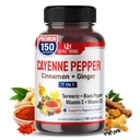 Cayenne Pepper 7 in 1 - - kanssa inkivääri, kurkuma, kaneli, Black Pepper - edistää ruoansulatusjärjestelmän toimintaa (150 päivän tarjonta (paketti 1))