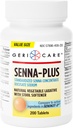 GeriCare Senna Plus Natural Laxative jakkara Softener, Docusate Sodium 50mg, Sennosides 8,6 mg, 200 tablettia (pakkaus 1)