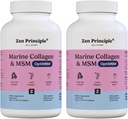 Zen Periaate Marine Collagen Peptides Powder with OptiMSM® Supplement. Kliinisesti testattu ihotuki. Villikala, ei-GMO. 420 kapselia.