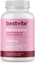 BESTVITE Resveratrol 700mg (120 kasvissyöjän kapselit) Red Wine Extract & Grape Seed Extract - Standardoitu 50% TransResveratrol - No Stearates - Vegan - Ei GMO - Gluteeniton
