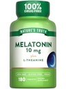 Nature's Truth Melatoniini Tabletit ... 10mg ... 180 kreivi... L-Theanine... 100% Drug Free Supplement for Adults.