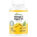 Vegan Vitality Vegan Omega 3 Täydennysosa - 60 Kasvipohjainen Algae Oil Soft Gels Essential Facities Vegan DHA for Joint, Heart & Immuuni Tuki ilman EPA