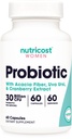 Nutricost Probiootti naisille 30 miljardia PMY, 60 kapselia - Complex Acacia Fiber, Uva Ursi & Cranberry Extract, non-GMO & Gluteeniton