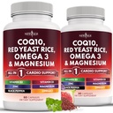 NEW AGE COQ10 200mg Punainen Hiiva Riisi 3000 mg Omega 3-6-9 3000 mg Magnesiumkompleksi 500 mg Sinkkivitamiini K2 D3 - Vitamiinit naisille ja miehille B3-vitamiini, Coenzyme Q10-120