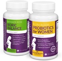 Intimate Rose Combo Pack! Flora Bloom Probiootit naisille (yksi pullo) ja Boric Balance Boric Acid (yksi pullo) 2 pakkaus