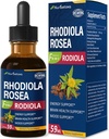 Rhodiola Rosea (Rodiola) Extract Drops, Natural Adaptogen Supplement/W Ashwagandha, Ginseng, Holy Basil, & Echinacea for Energy, aivojen terveys, Immunty & Mood Support. 2oz