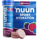 Nuun Sport Elektrolyyttitabletit, joissa magnesiumia, kalsiumia, kaliumia, kloridia ja natriumia, gluteeniton ja vegaaninen, Tri-Berry, 8 pakkausta (80 annosta yhteensä)