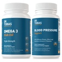 Tobias Omega 3 Fish Oil & Blood Pressure Support Supplements for Heart, Brain, Immune, Circulatory Health, with C-vitamiini, B6, B12, Niacin, Folaatti & Yrtit