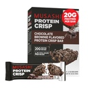 MUSASHI proteiini Crisp Bar, 20g proteiinia, 4g yhteensä sokeria, suklaata Brownie, Post Treout ja välipalaa Go, 12 pakkaus 2,1oz (60g) Bars