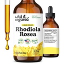 Wild & Organic Rhodiola Rosea Tincture - Rhodiola Rosea täydentää mielialatuki - rentouttava juuriuute Liquid Drops - Vegan, sokeria & alkoholiton - 4 fl oz