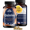 Quinine for Leg Cramps 1000 mg - 110 kapselia - Cinchona Bark Extract täydennysosa - kiniinikapselit - vegan, non - GMO
